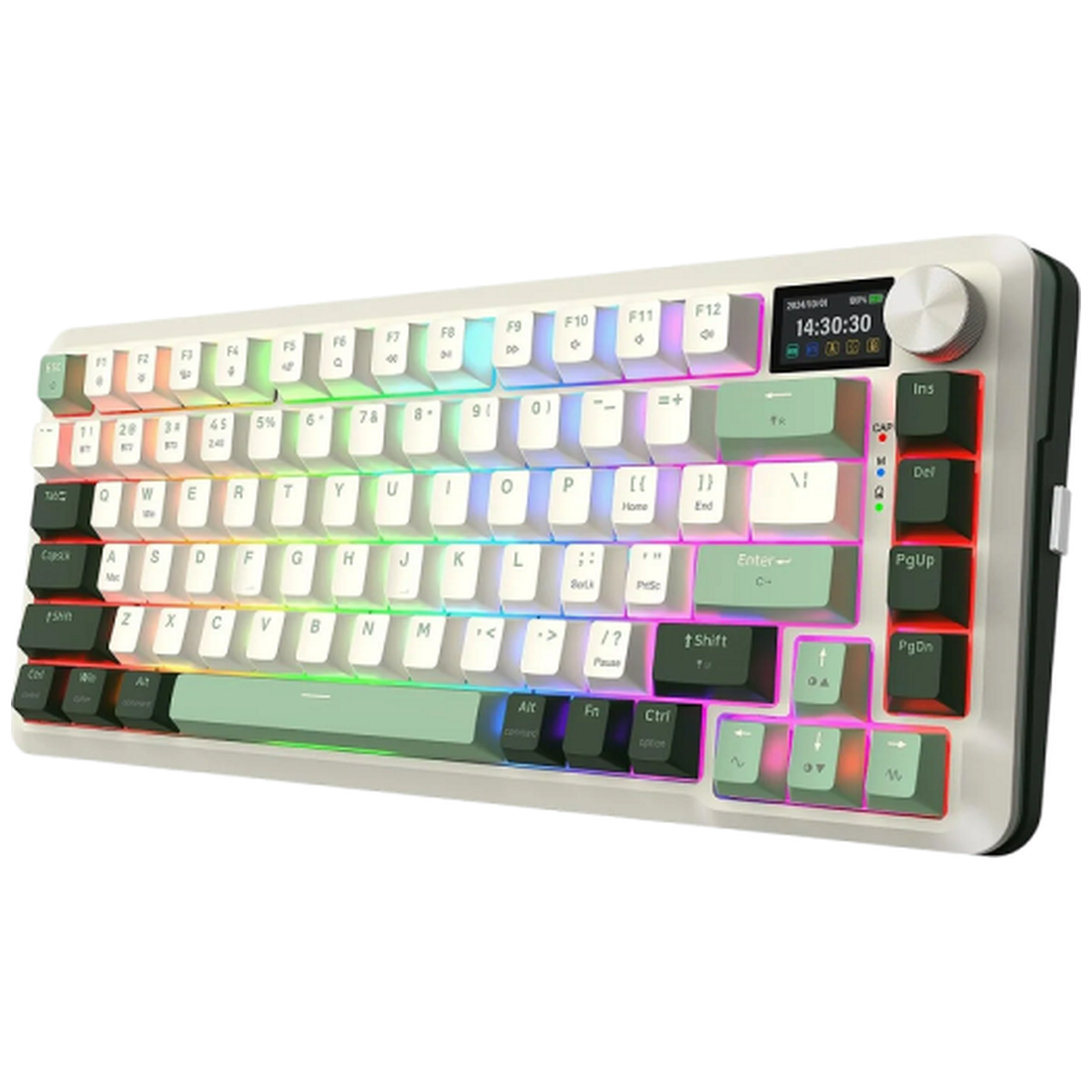 Redragon K708 Pro LCD Wireless Mechanical Keyboard (White Green)