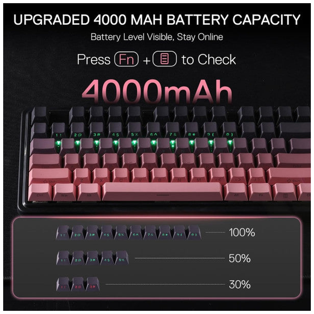 Redragon K728 Antonium Pro Wireless Mechanical Keyboard (Tide Pink)