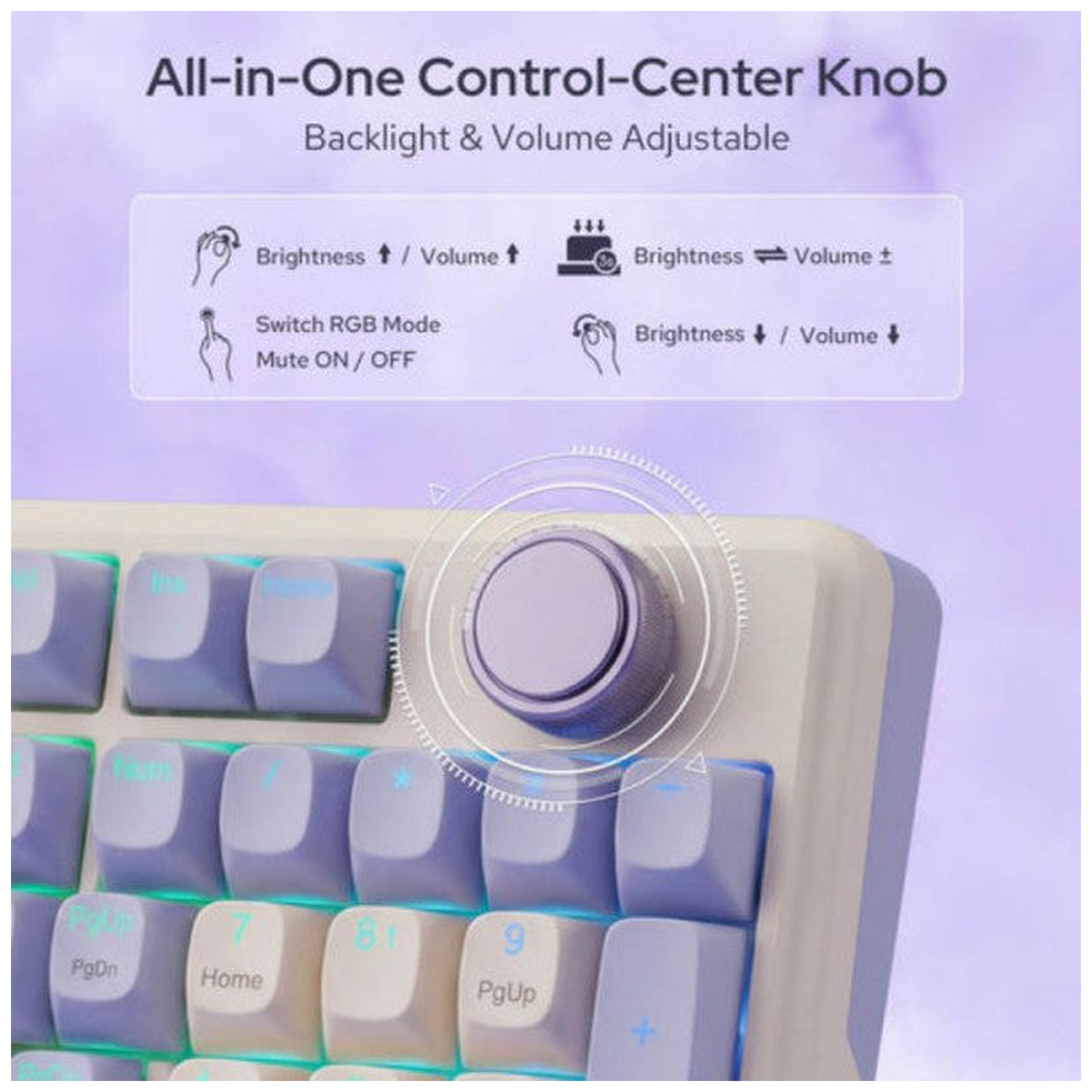 Redragon K768 Tri-mode Wireless Gasket RGB Gaming Keyboard (Lilac Land)