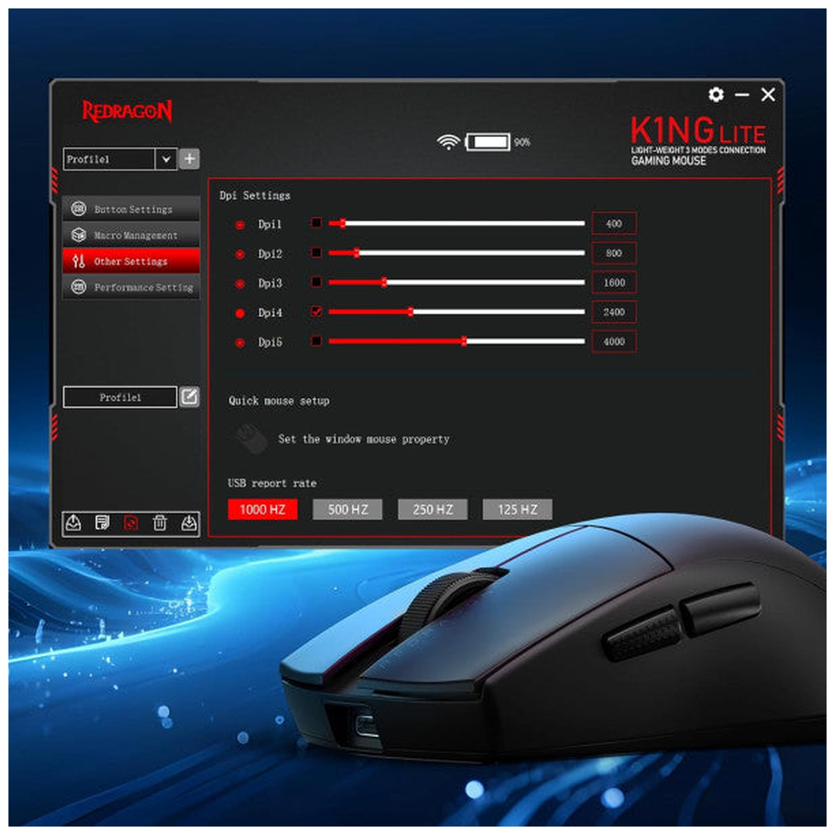 Redragon M916 LIT 1K Wireless