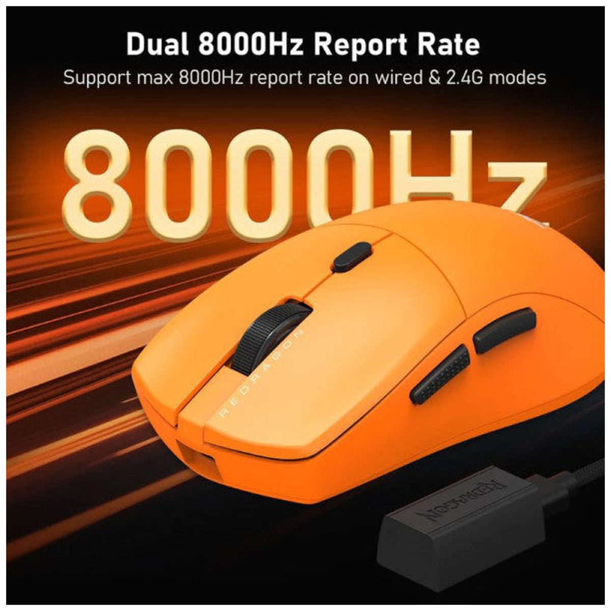 Redragon M919 Tri-mode 8k Gaming Mouse (Orange)