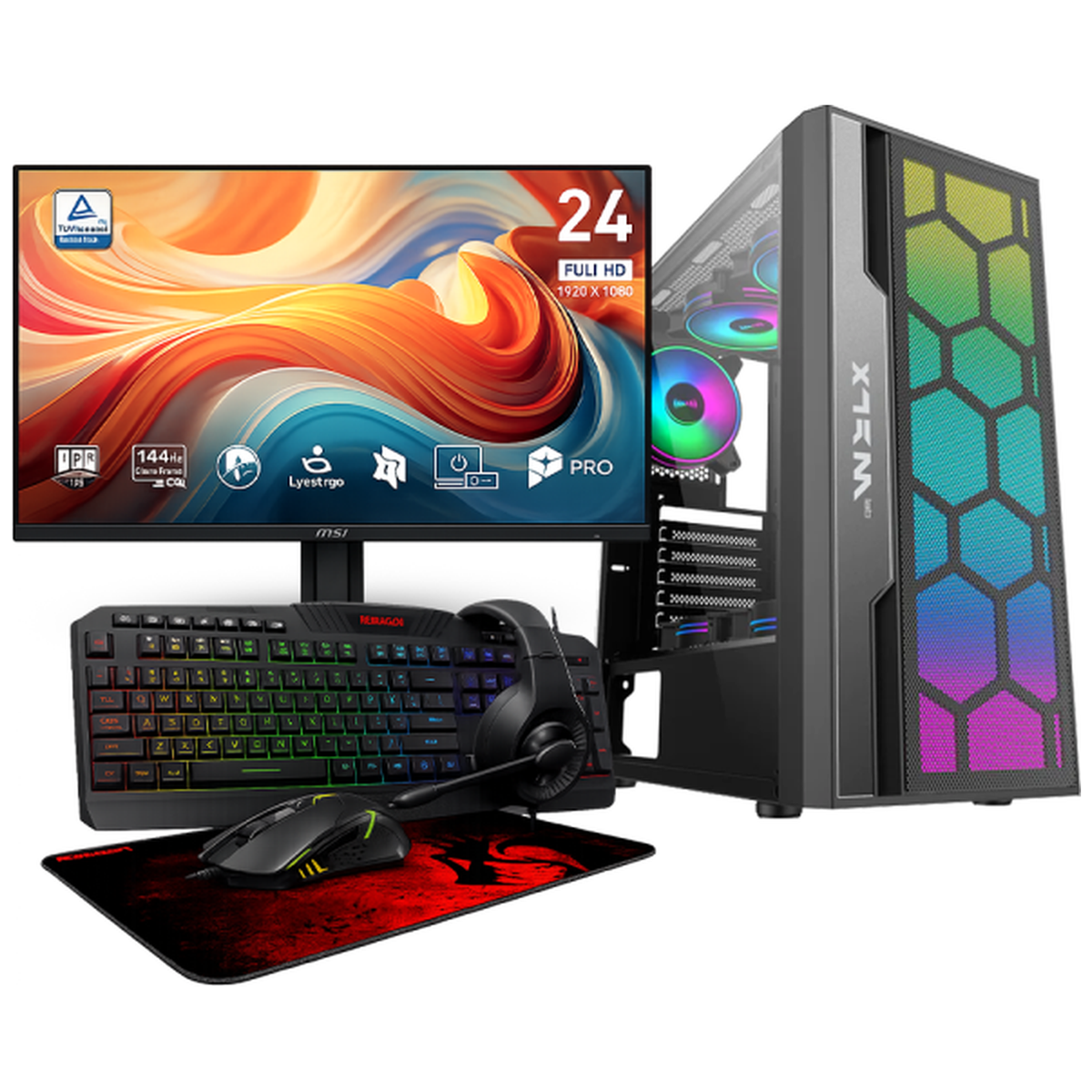 SETUP Gamer R5 5500 RTX3050 6GB + MP243 E14 24" 144Hz + S101-BA-3