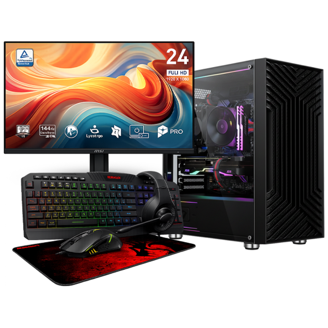 SETUP Gamer R5 5500 RTX5050 + MP243 E14 24" 144Hz + S101-BA-3