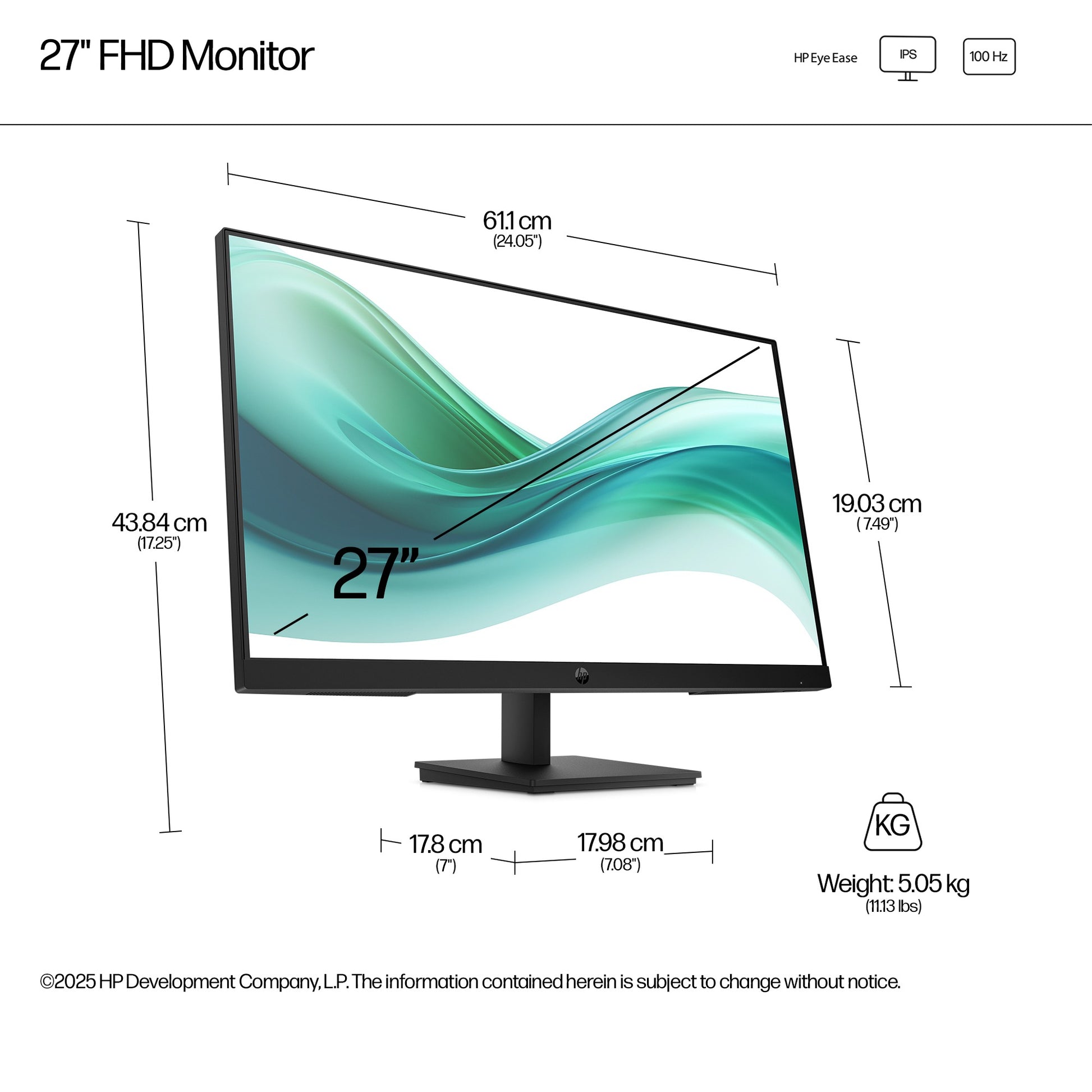 Moniteur HP Series 3 Pro 327pf 27" FHD IPS 100Hz - Rear (Back)