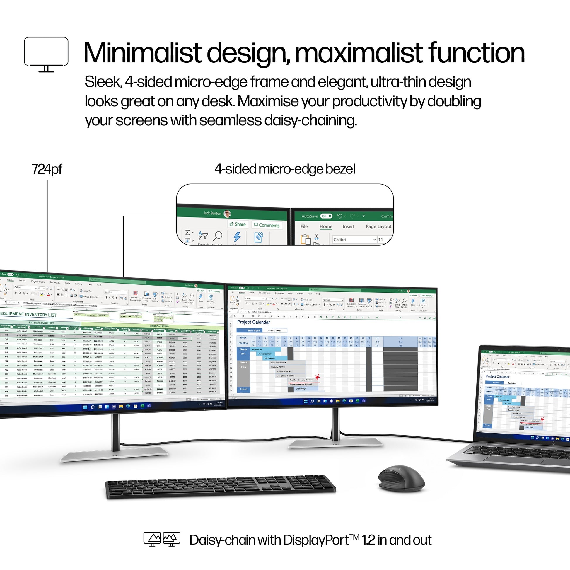 Moniteur HP Series 7 Pro 724pf 23.8" FHD IPS 100Hz - Rear (Back)