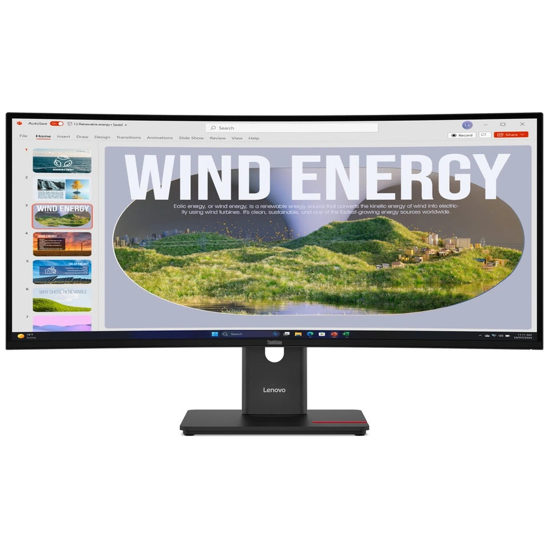 Moniteur Lenovo ThinkVision T34WD-40 Incurvé 34" WQHD VA 120Hz - vue de face