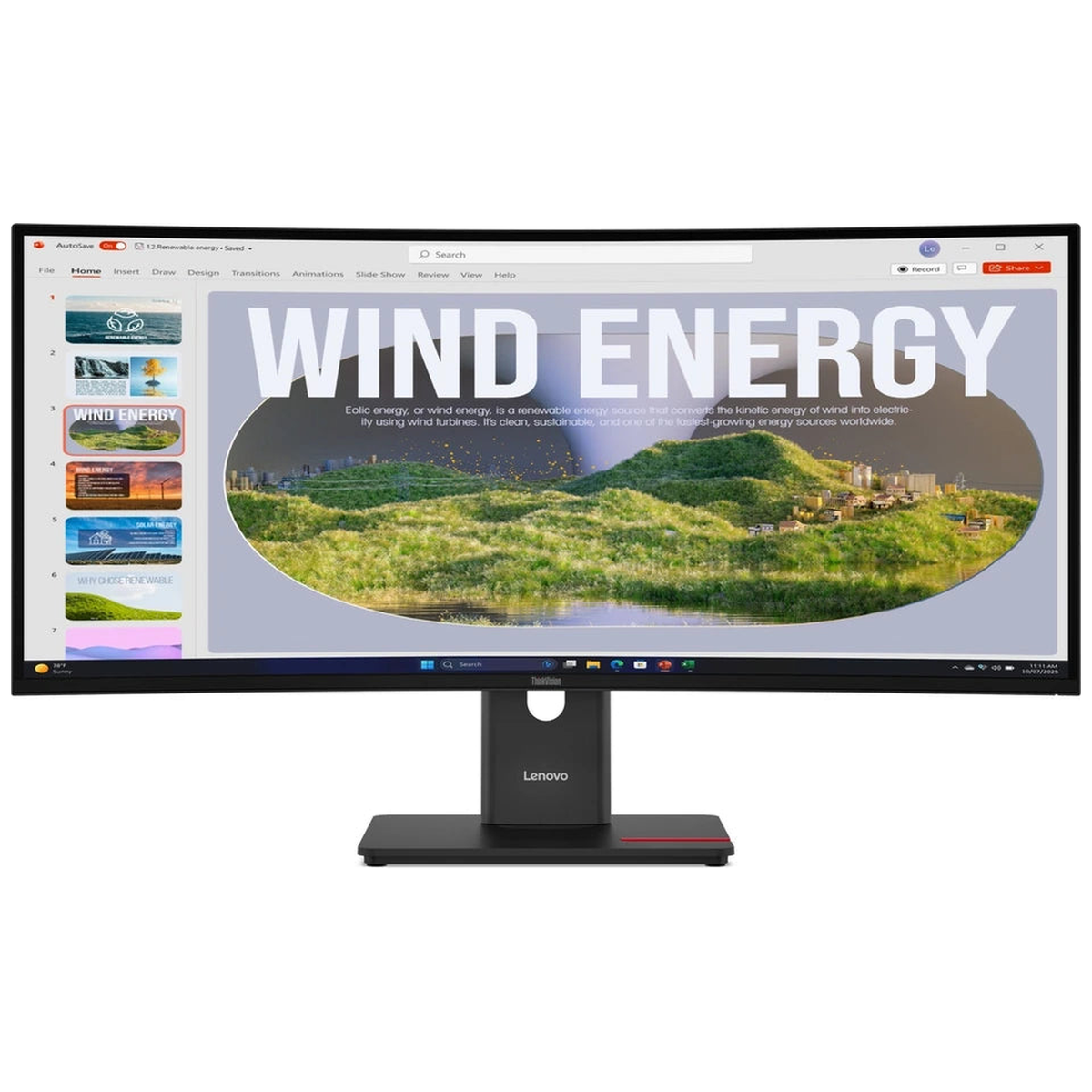 Moniteur Lenovo ThinkVision T34WD-40 Incurvé 34" WQHD VA 120Hz - vue de face