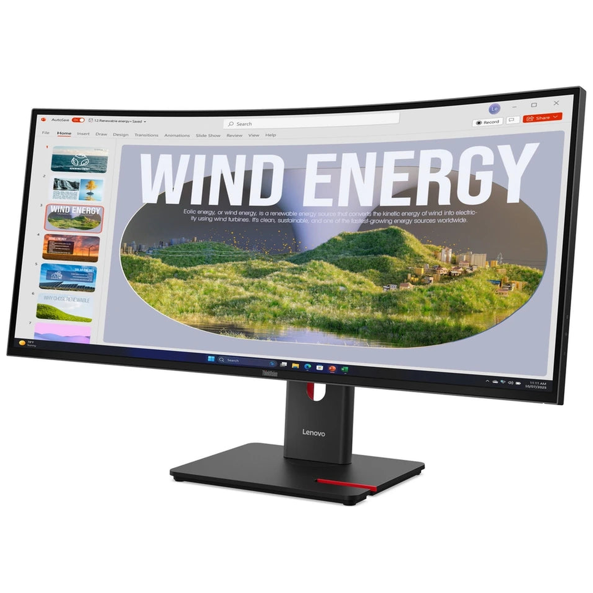 Moniteur Lenovo ThinkVision T34WD-40 Incurvé 34" WQHD VA 120Hz - vue de profil