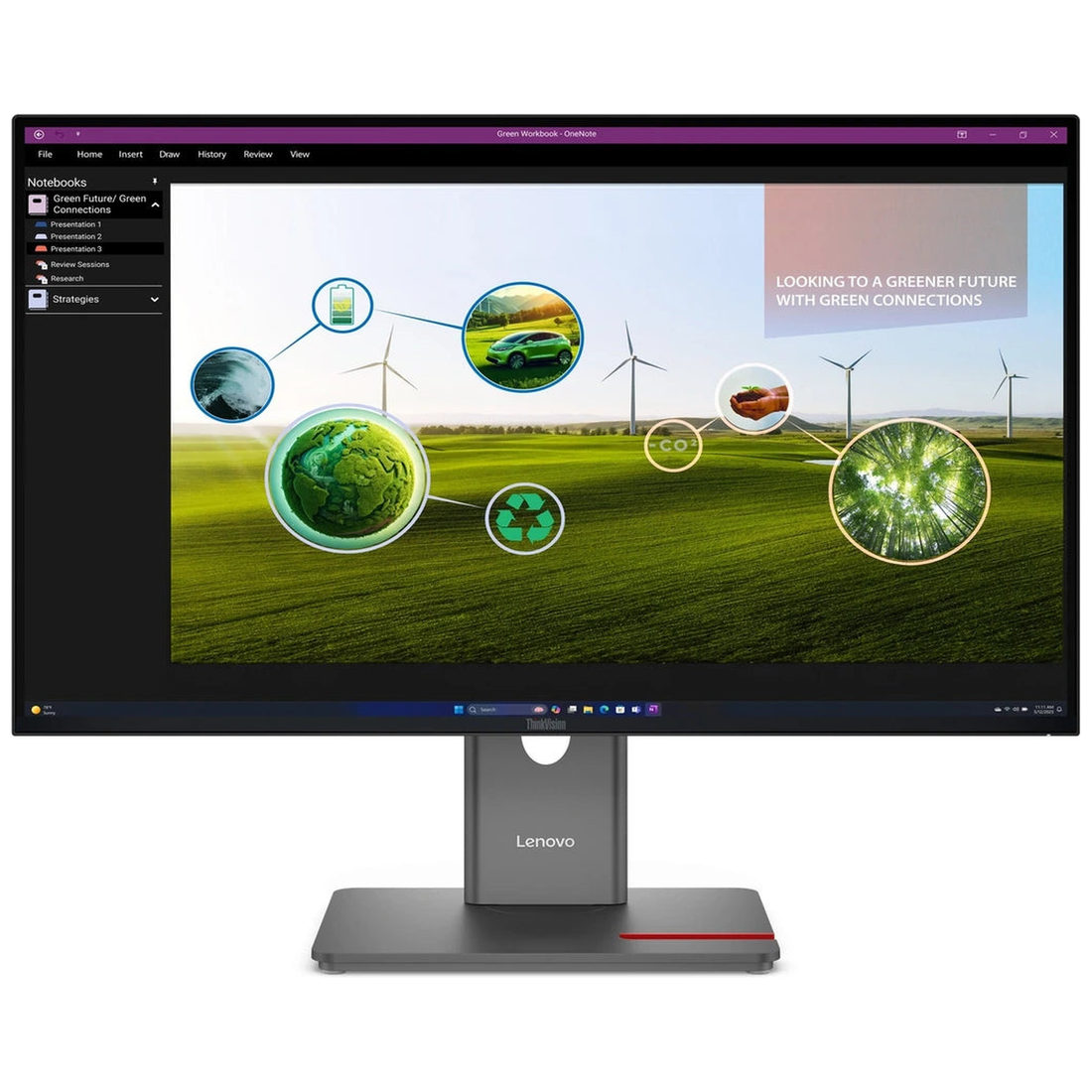 Moniteur Lenovo ThinkVision P27Q-40 27" QHD VA 120Hz - vue de face