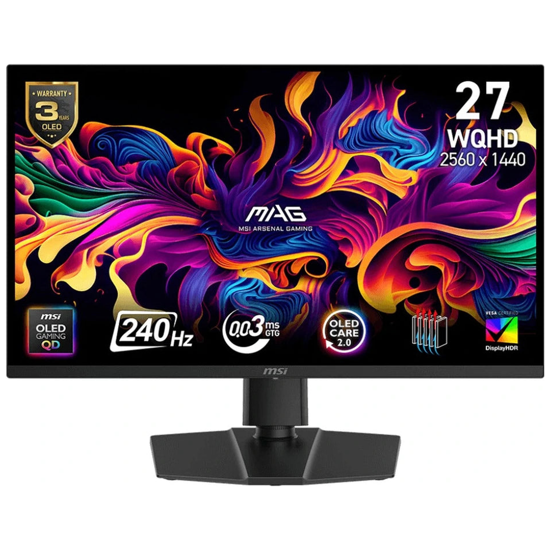 Moniteur MSI MAG 273QP QD- X24 24" QHD OLED 240Hz - vue de face