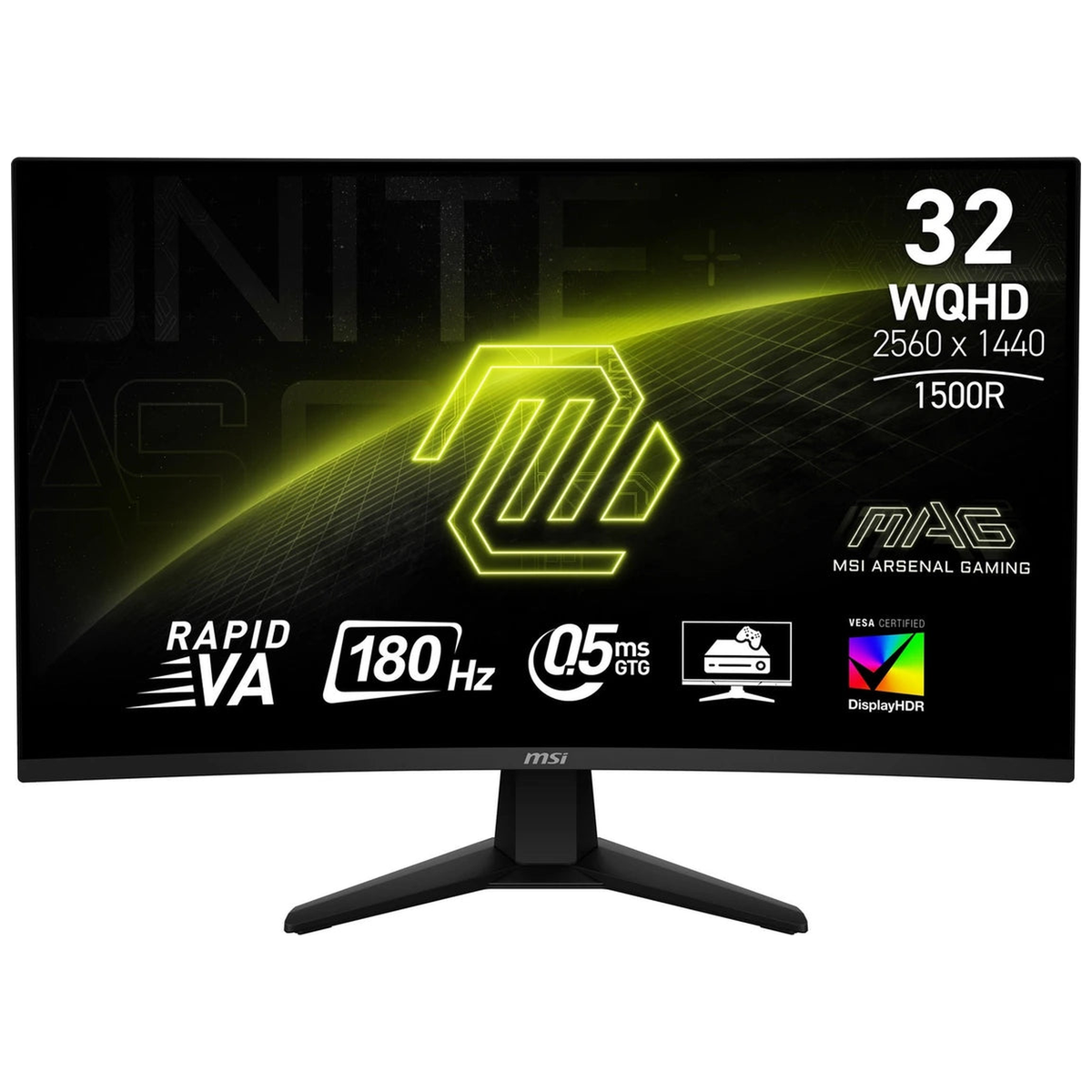 Moniteur MSI MAG 32CQ6F Incurvé 32" QHD VA 180Hz - vue de face