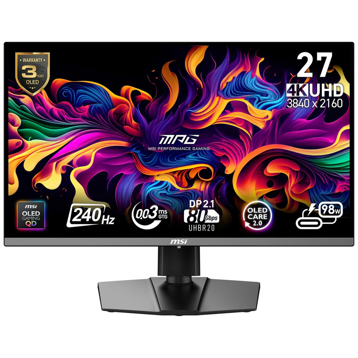 Moniteur MSI MPG 272URX QD UHD OLED 240Hz - vue de face