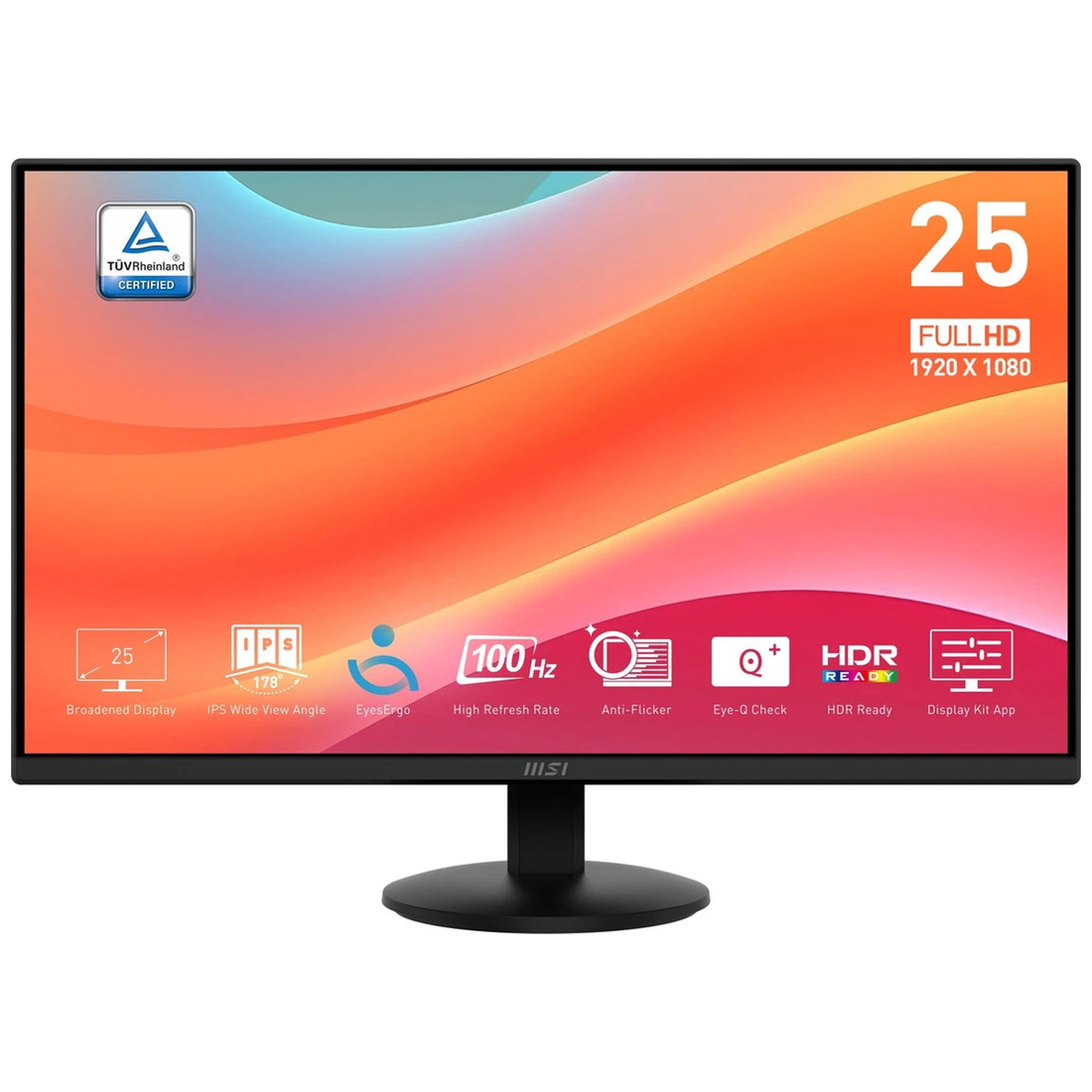 Moniteur MSI Pro MP252L 24.5" FHD VA 100Hz - vue de face