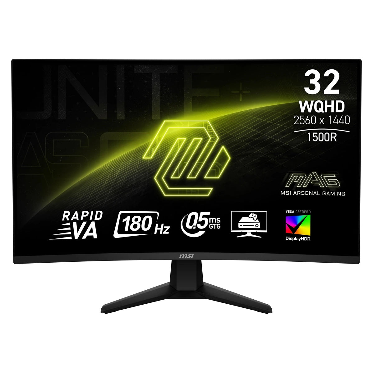 Moniteur MSI MAG 32CQ6F Incurvé 32" QHD VA 180Hz - vue de face