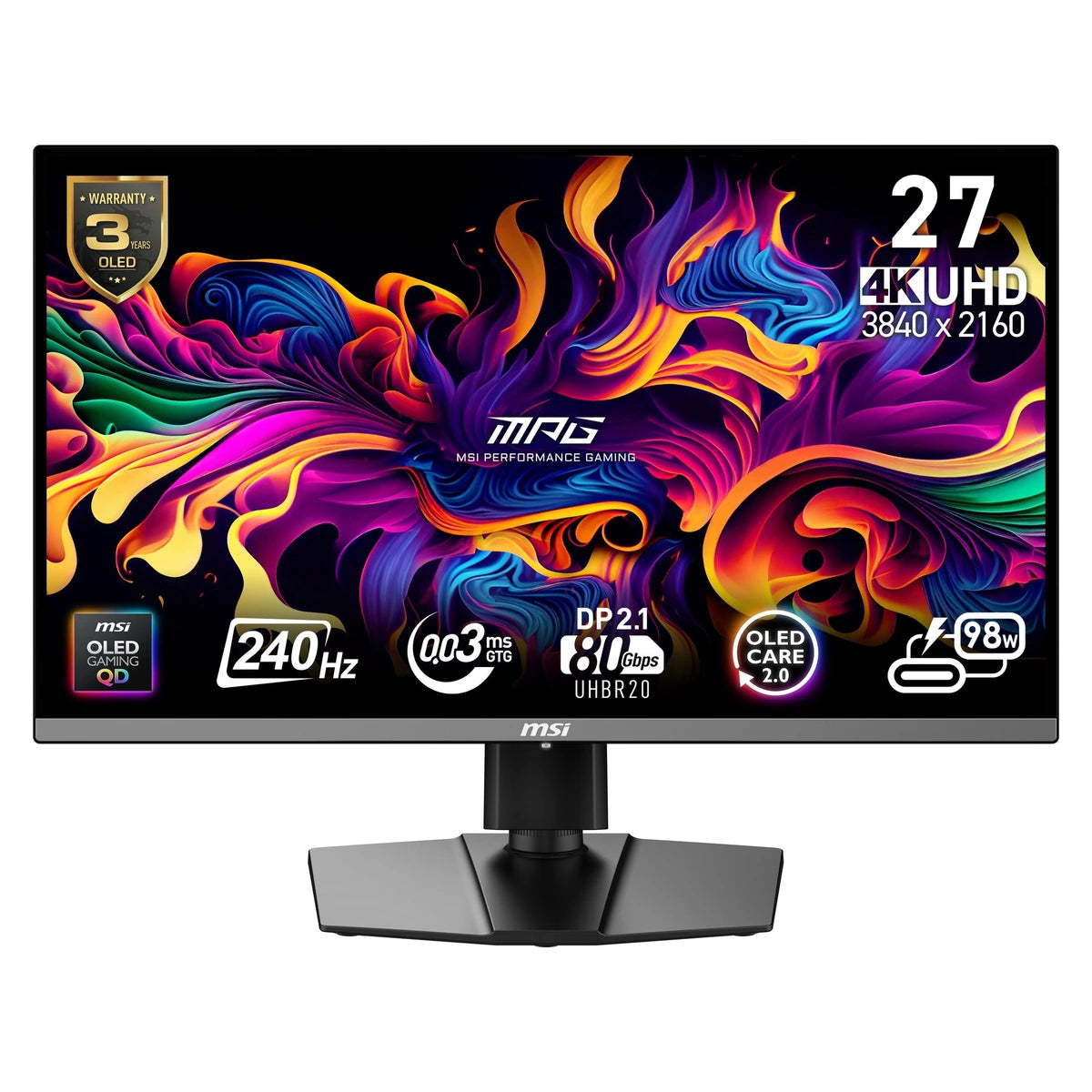 Moniteur MSI MPG 272URX QD UHD OLED 240Hz - vue de face