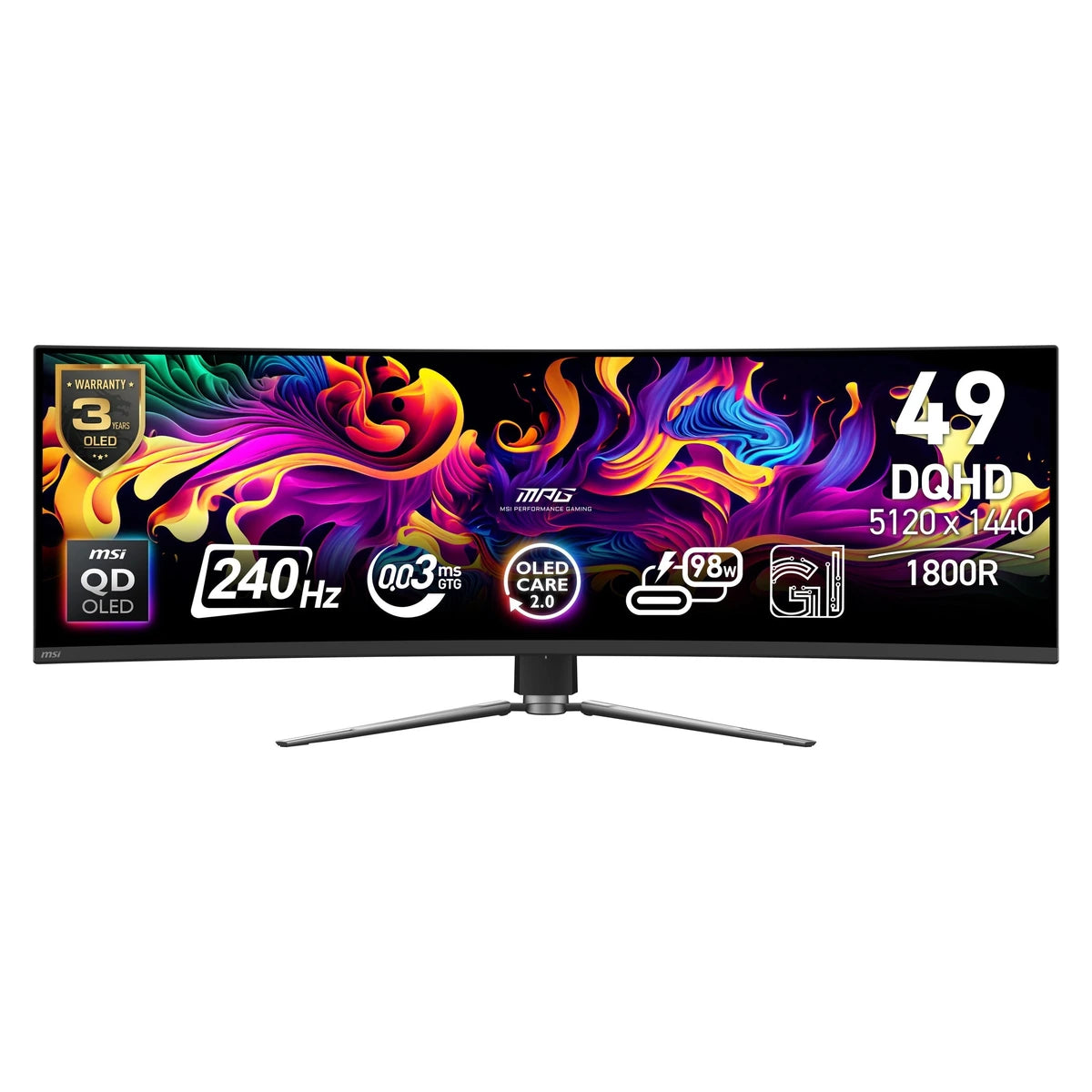 Moniteur MSI MPG 491CQPX 49" DQHD QD-OLED 240Hz - vue de face
