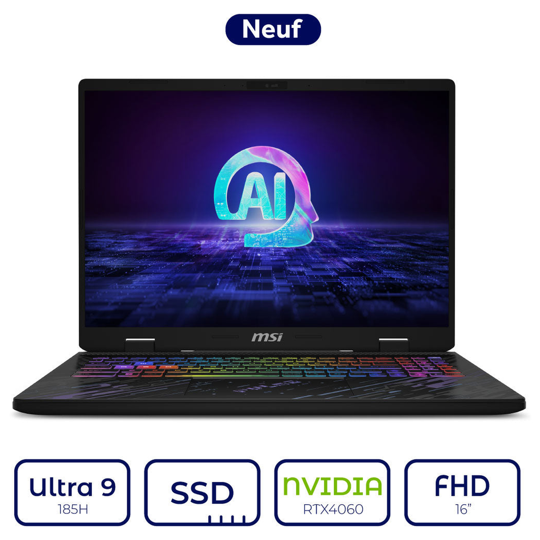 MSI PULSE 16 AI C1VFKG 081MA Core Ultra 9 185H RTX 4060 8GB | Prix Mar
