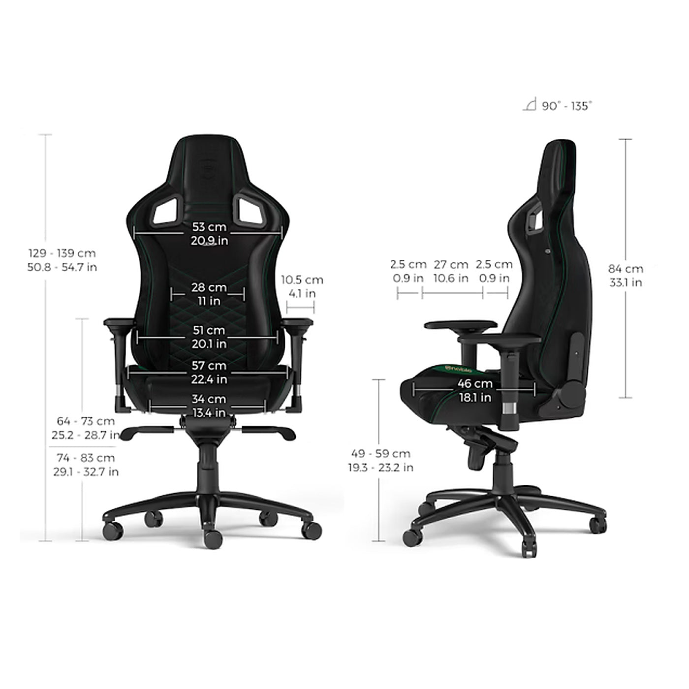 Chaise Noblechairs EPIC Black/Green - Photo 5