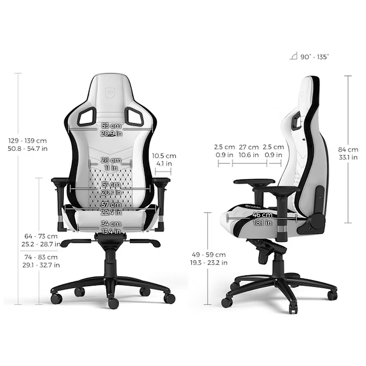 Chaise Noblechairs EPIC White/Black - Photo 5
