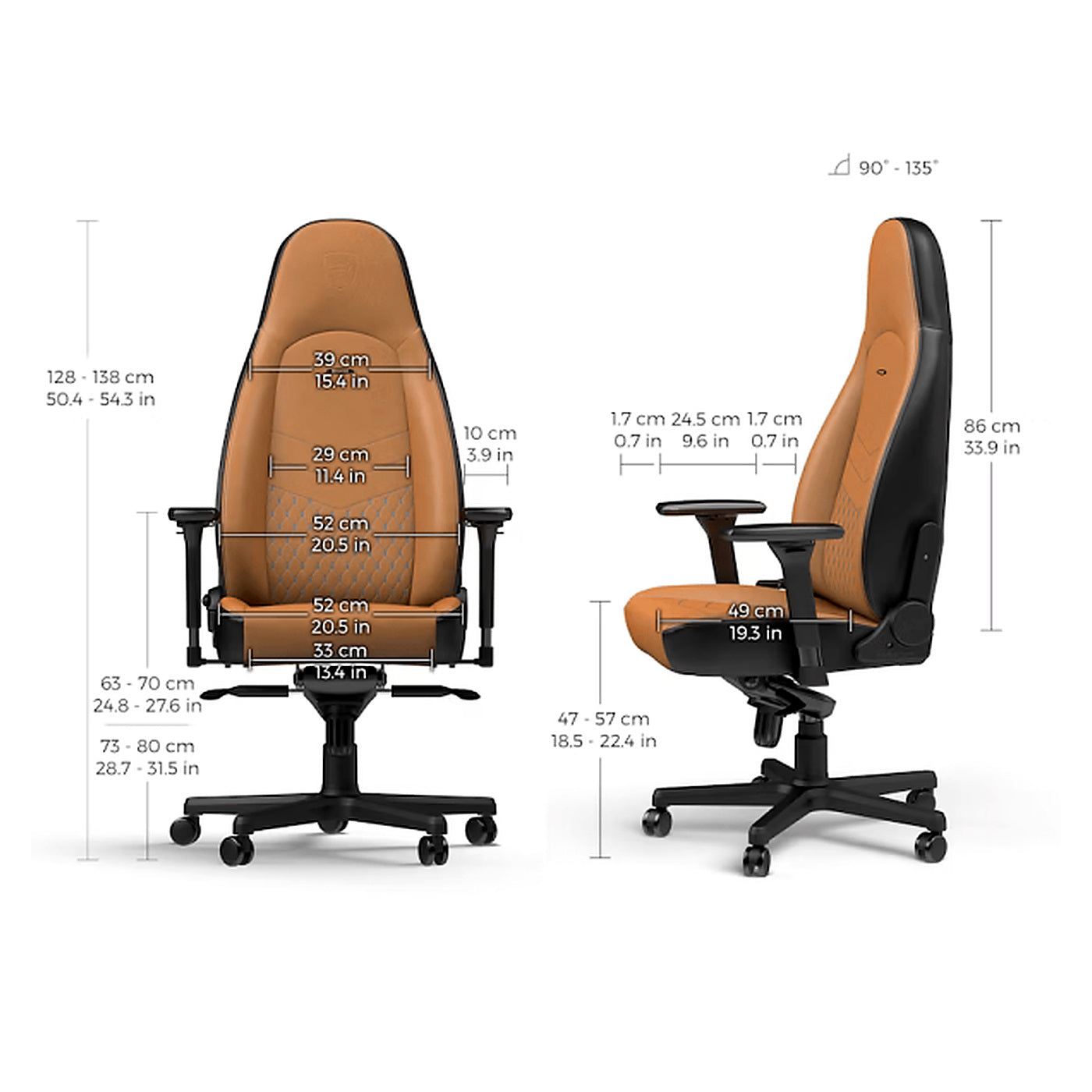 Chaise Noblechairs ICON Real Leather Cognac/Black - Photo 5
