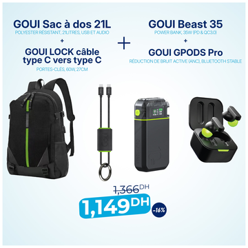 Pack Sac à dos 21L avec Beast 35, G-Pods Pro et Câble Lock Type C vers