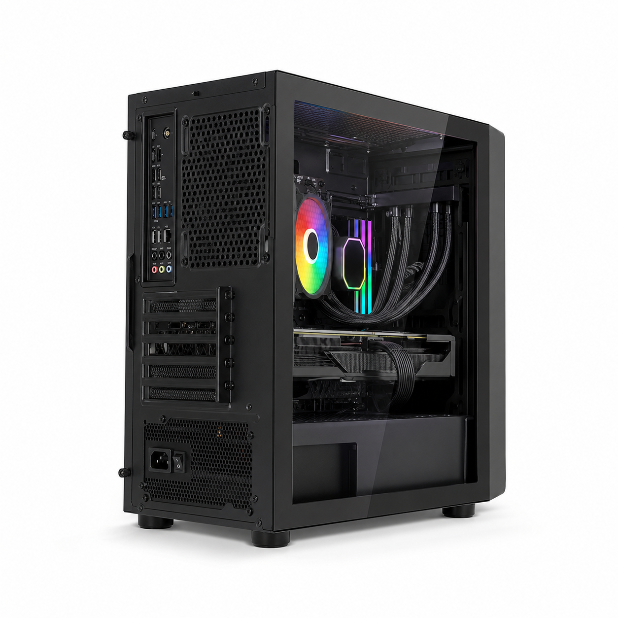 PC Gamer Ryzen 5 5500 - RTX 3060 12 Go - 16 Go DDR4 / SSD 512 Go - angle opposé du boîtier