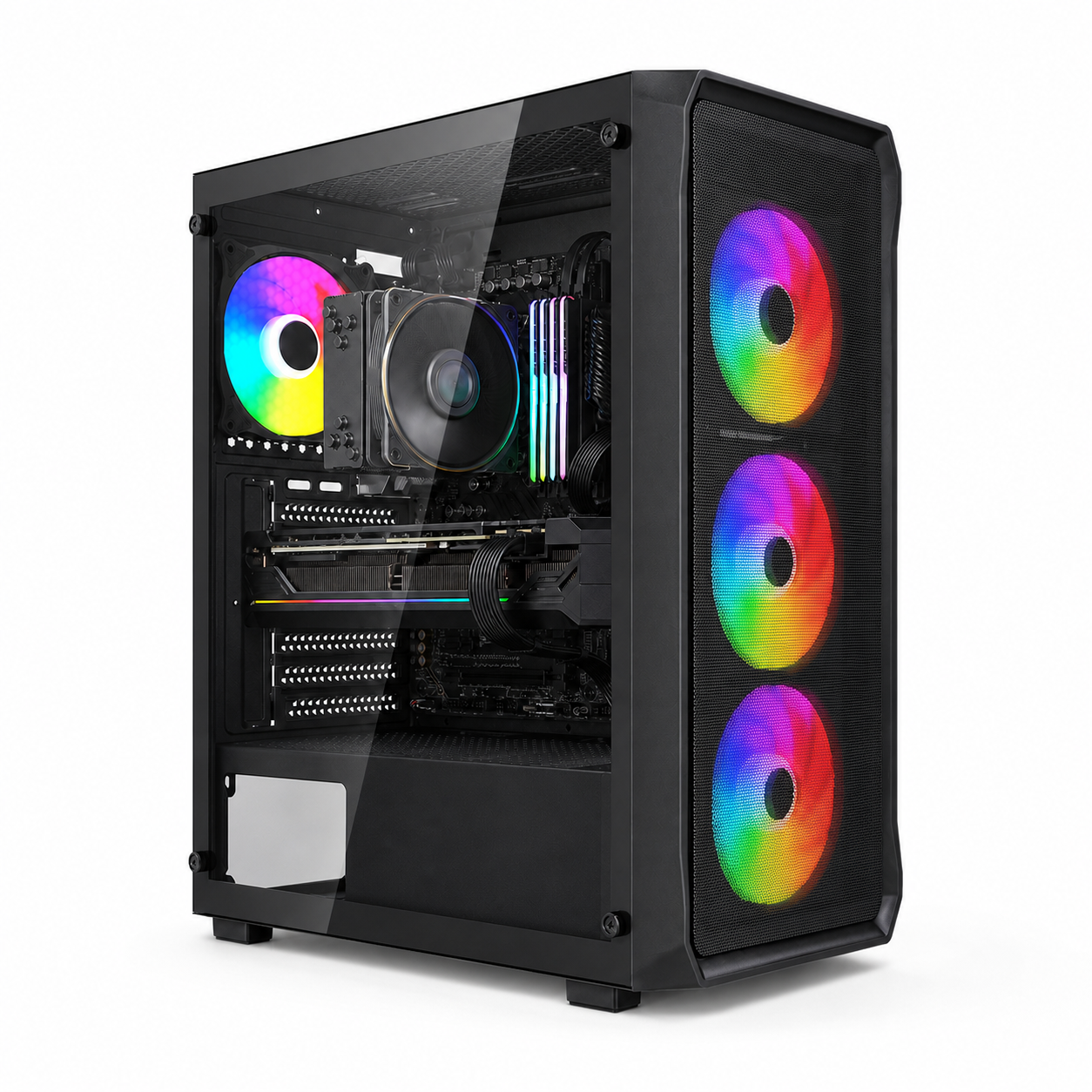 PC Gamer Ryzen 7 5700X - RTX 3060 12 Go - 16 Go DDR4 / SSD 512 Go - vue latérale du boîtier