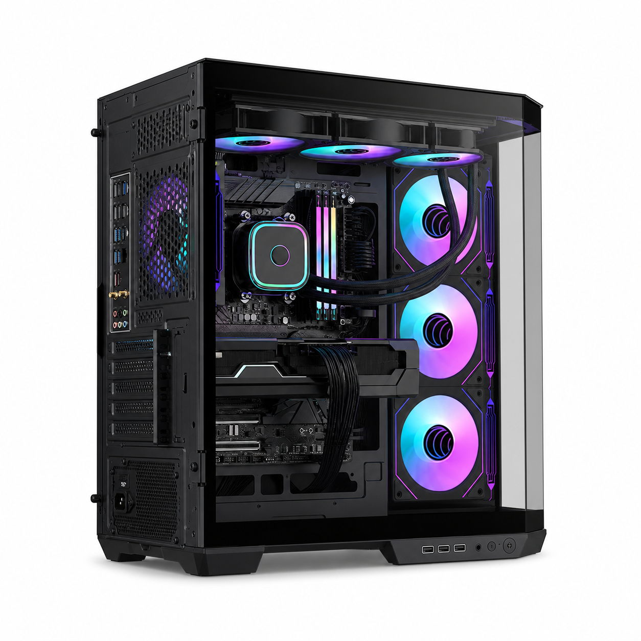 PC Gamer Ryzen 7 7700 - RTX 5070 12 Go - 32 Go DDR5 / SSD 1 To - angle opposé du boîtier