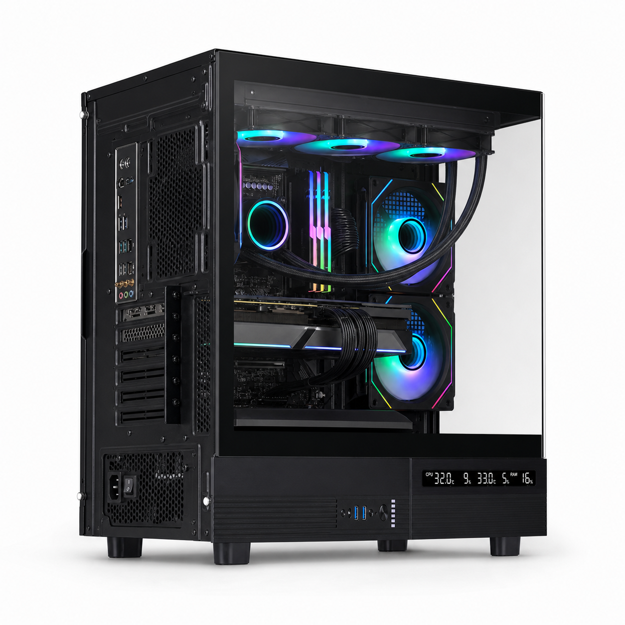 PC Gamer Ryzen 5 9600X - RTX 5060 Ti 8 Go - 16 Go DDR5 / SSD 1 To - angle opposé du boîtier