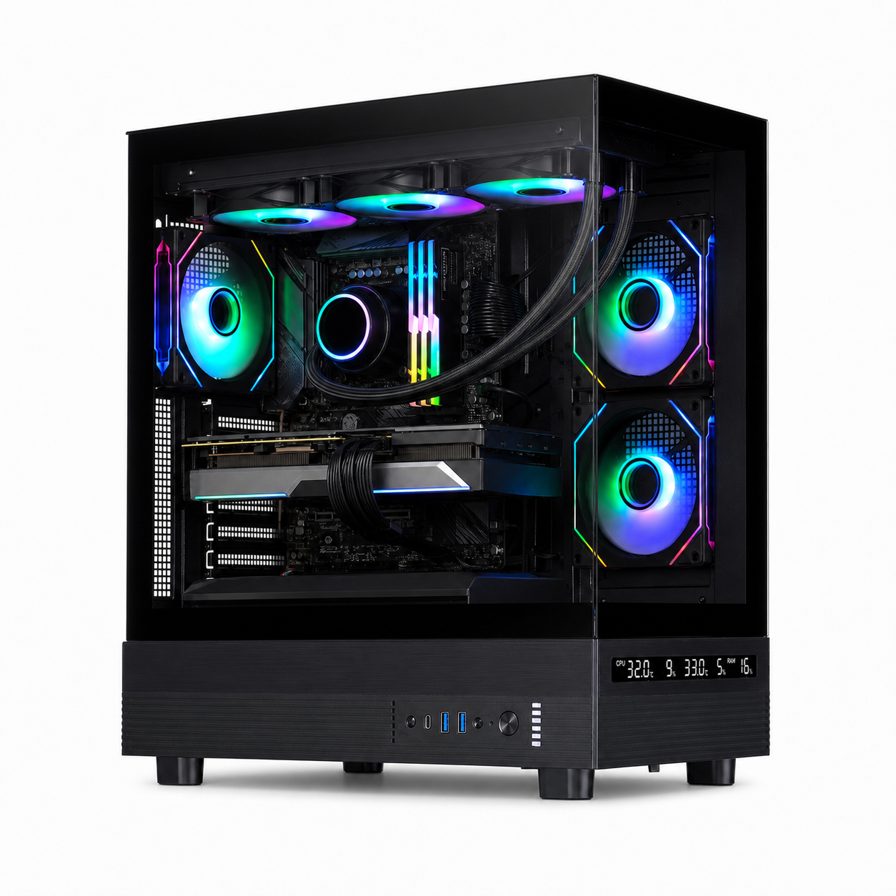 PC Gamer Ryzen 5 9600X - RTX 5060 Ti 8 Go - 16 Go DDR5 / SSD 1 To - gestion interne des câbles