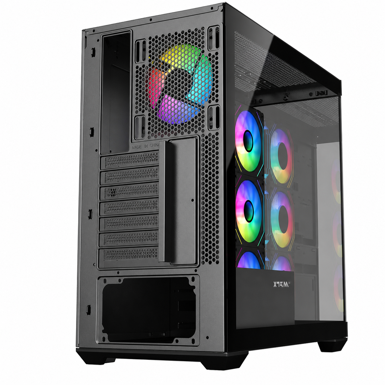 PC Gamer Ryzen 9 9900X - RTX 5060 Ti 8 Go - 32 Go DDR5 / SSD 1 To - vue opposée du boîtier