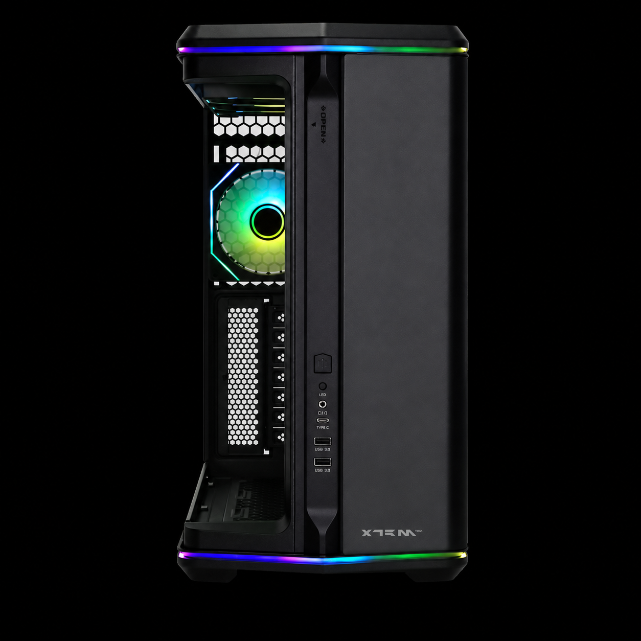 PC Gamer Ryzen 9 9950X3D - RTX 5070 12 Go - 32 Go DDR5 / SSD 1 To - angle complémentaire du boîtier