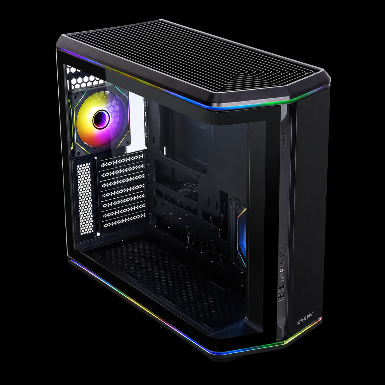 PC Gamer Ryzen 9 9950X3D - RTX 5070 12 Go - 32 Go DDR5 / SSD 1 To - détail de la structure du châssis