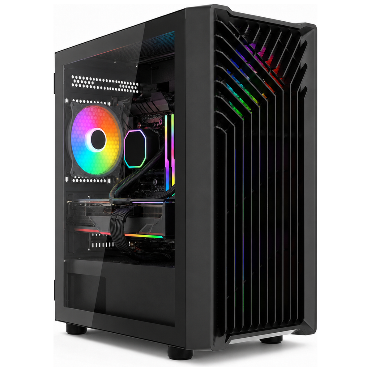 PC Gamer Ryzen 5 5600 - RTX 3060 12 Go - 16 Go DDR4 / SSD 512 Go - accès aux panneaux du boîtier