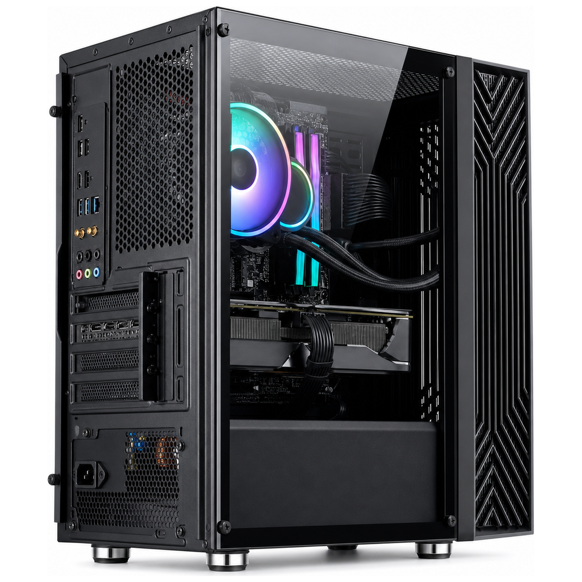 PC Gamer Ryzen 5 5600X - RTX 3050 8 Go - 16 Go DDR4 / SSD 512 Go - accès aux panneaux du boîtier