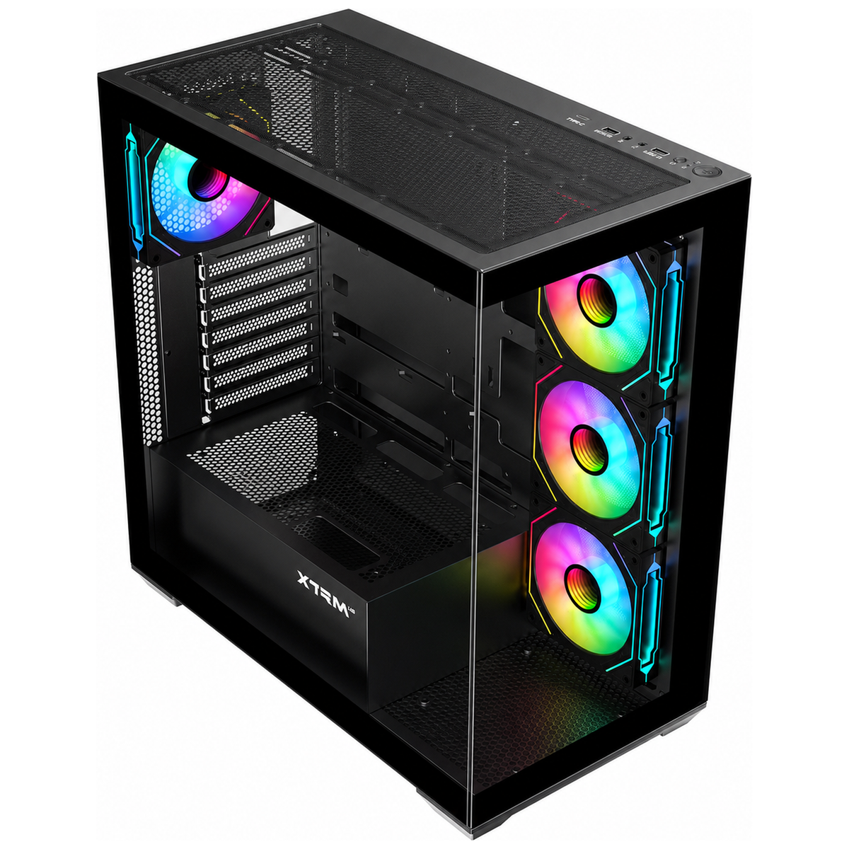 PC Gamer Ryzen 9 7900X - RTX 5060 Ti 8 Go - 32 Go DDR5 / SSD 1 To - accès aux panneaux du boîtier