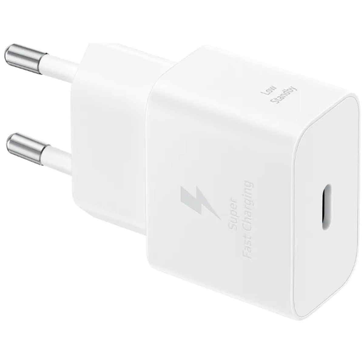 Design Samsung Chargeur Secteur 25W USB-C vers USB-C Blanc - Vue laterale