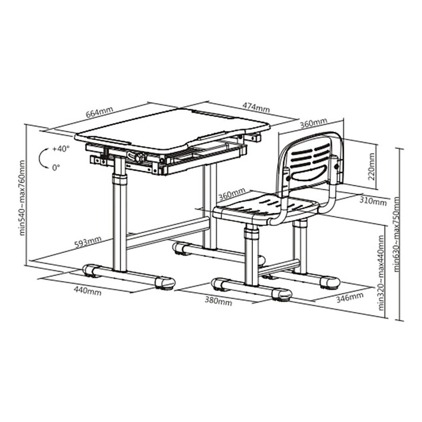 SKILLDESK GrowMate 207 (Chaise + Bureau) - Photo 3
