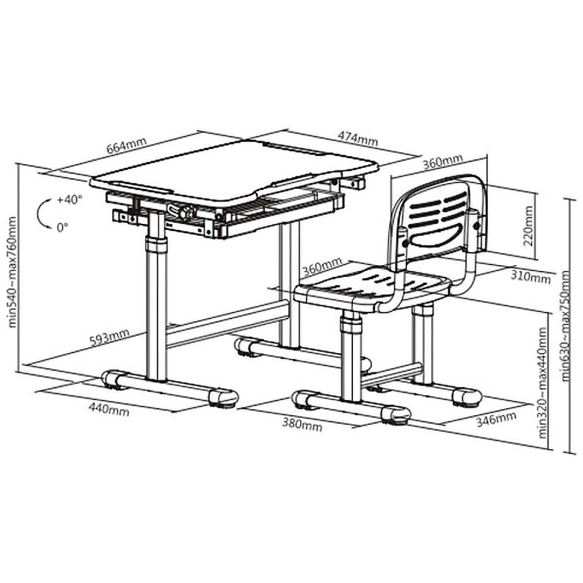 SKILLDESK GrowMate 207 (Chaise + Bureau) - Photo 3
