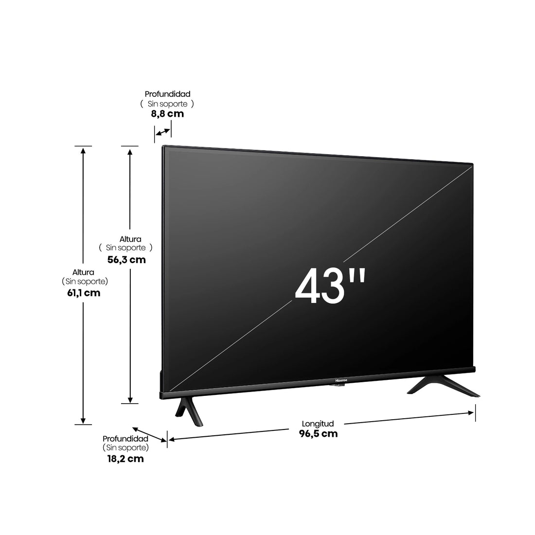 Téléviseur Hisense 43A4K 43" Full HD Smart TV VIDAA 60Hz - Face sur Maydan.ma