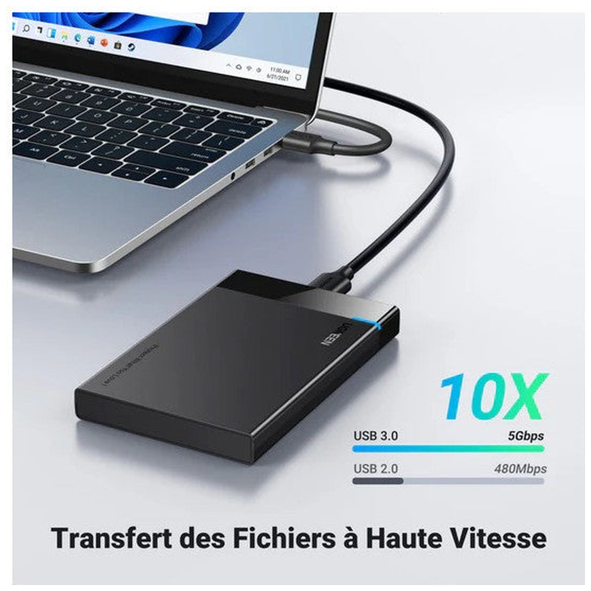 Ugreen Boitier disque dur externe USB 3.0 to 2,5/3,5 SATA