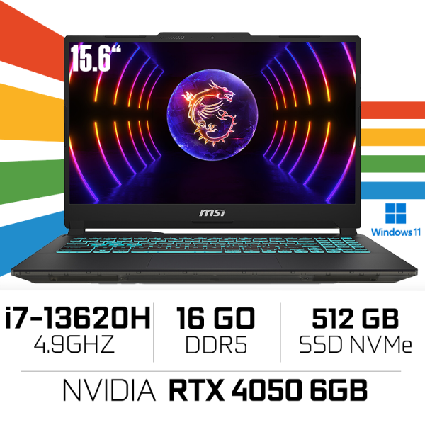 MSI Cyborg 15 A13VE-2224MA Intel i7-13620H/16GB DDR5/512GB SSD/RTX 4050 6GB/15.6" 144Hz/Win11 /Black