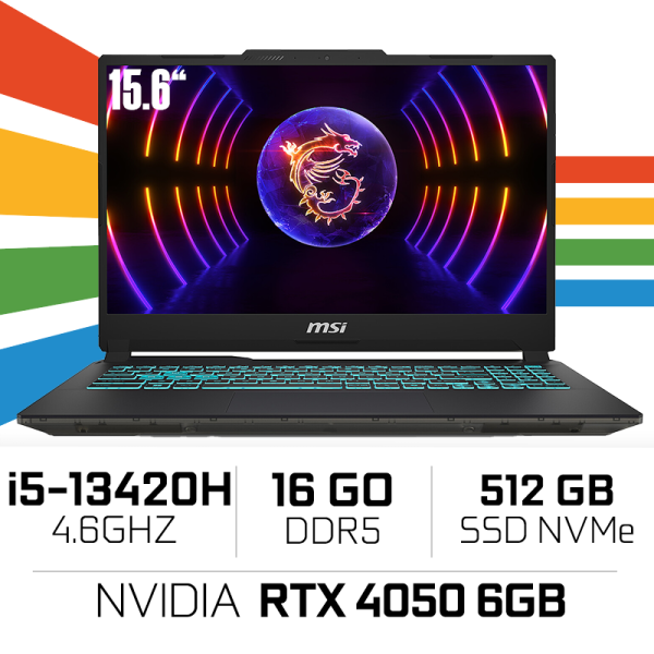 MSI Cyborg 15 A13VE-2227XMA Intel i5-13420H/16GB DDR5/512GB SSD/RTX 4050 6GB/15.6" 144Hz/FreeDos /Black