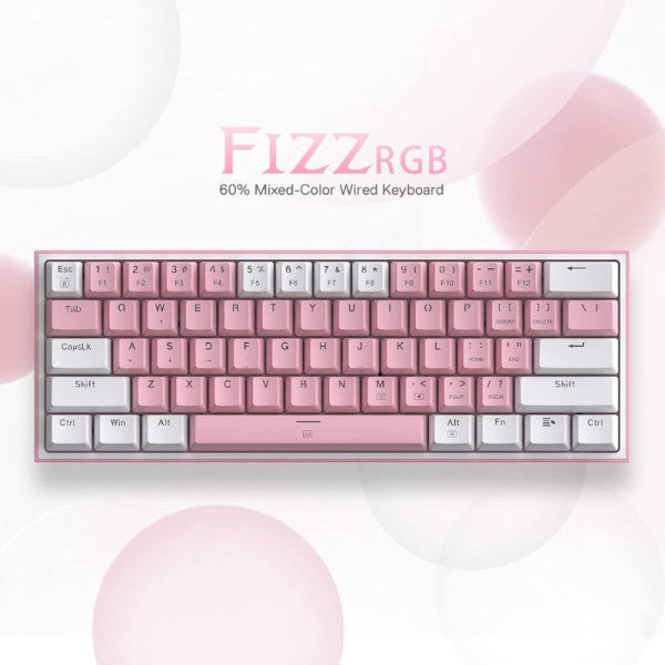 Redragon K617 Fizz 60% RGB Red Switches (White/Pink)