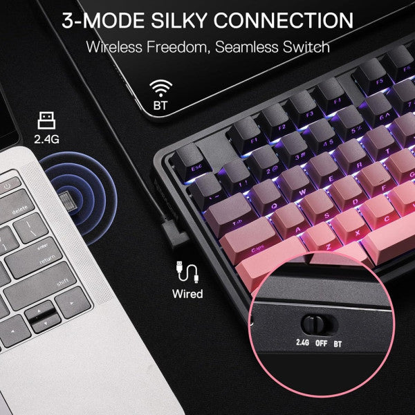 Redragon K728 Antonium Pro Wireless Mechanical Keyboard (Tide Pink)