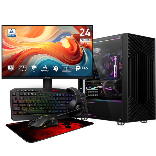 SETUP Gamer R5 5500 RTX5050 + MP243 E14 24" 144Hz + S101-BA-3