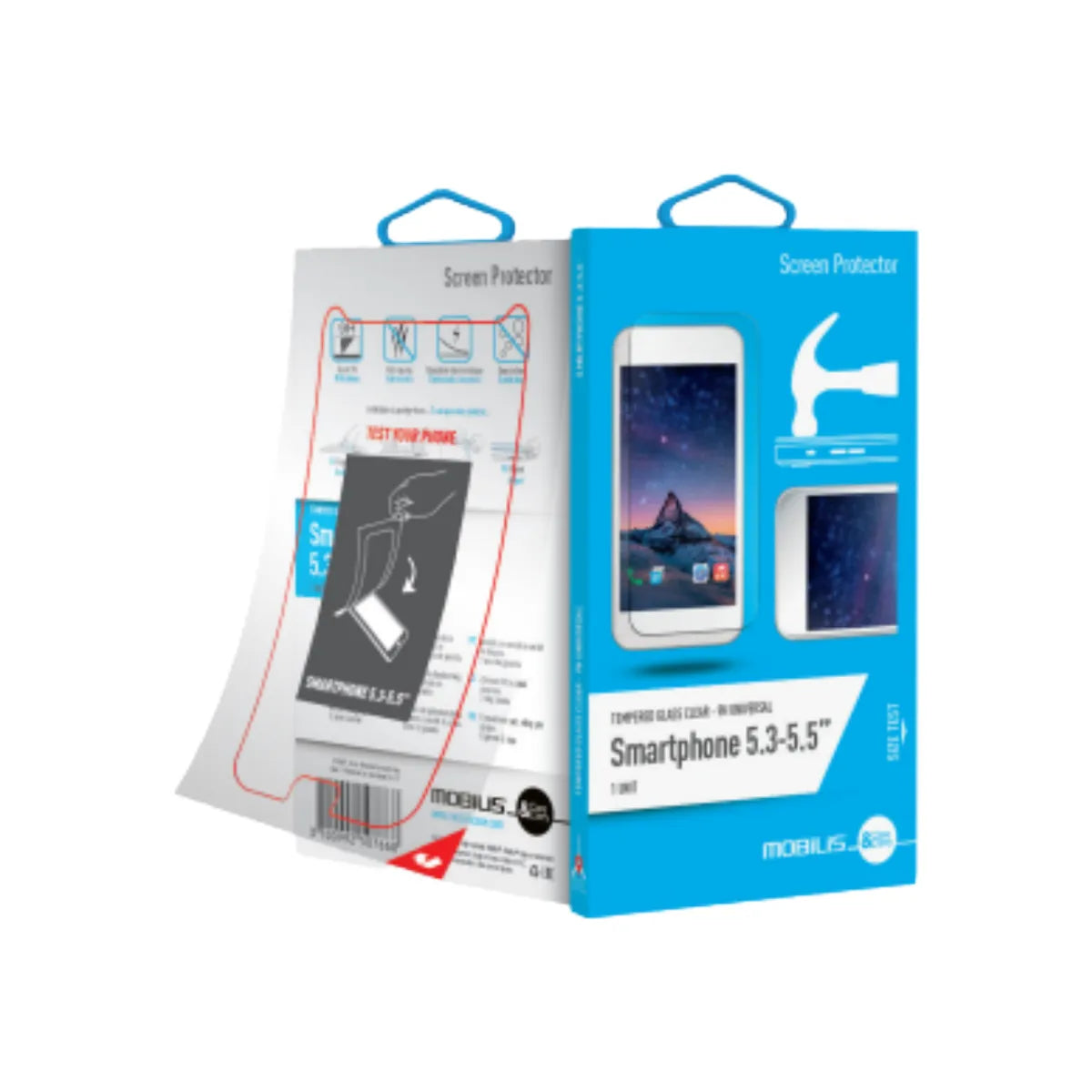Achat Mobilis Screen Protector Tempered Glass Clear-9HUniversal Smartphone 5-5.3'' Maroc - Vue face
