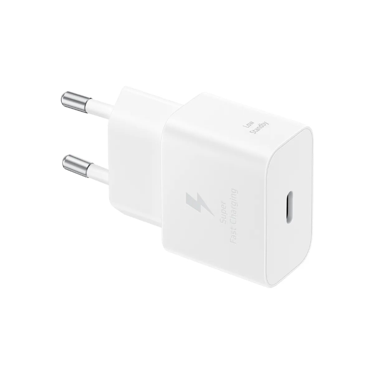 Design Samsung Chargeur Secteur 25W USB-C vers USB-C Blanc - Vue laterale