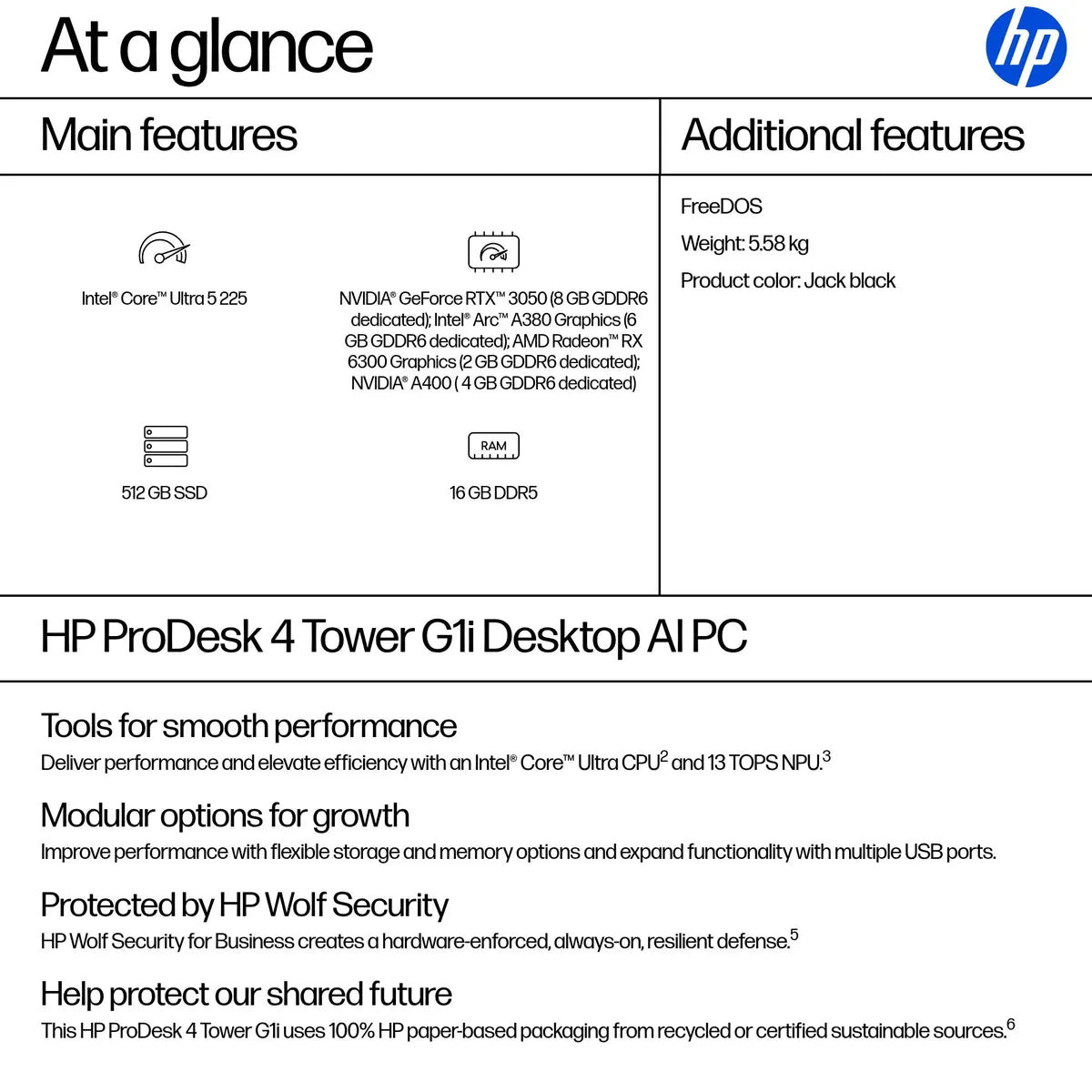 MAYDAN HP ProDesk 4 G1i Tower Core Ultra 5-225U - Vue 3