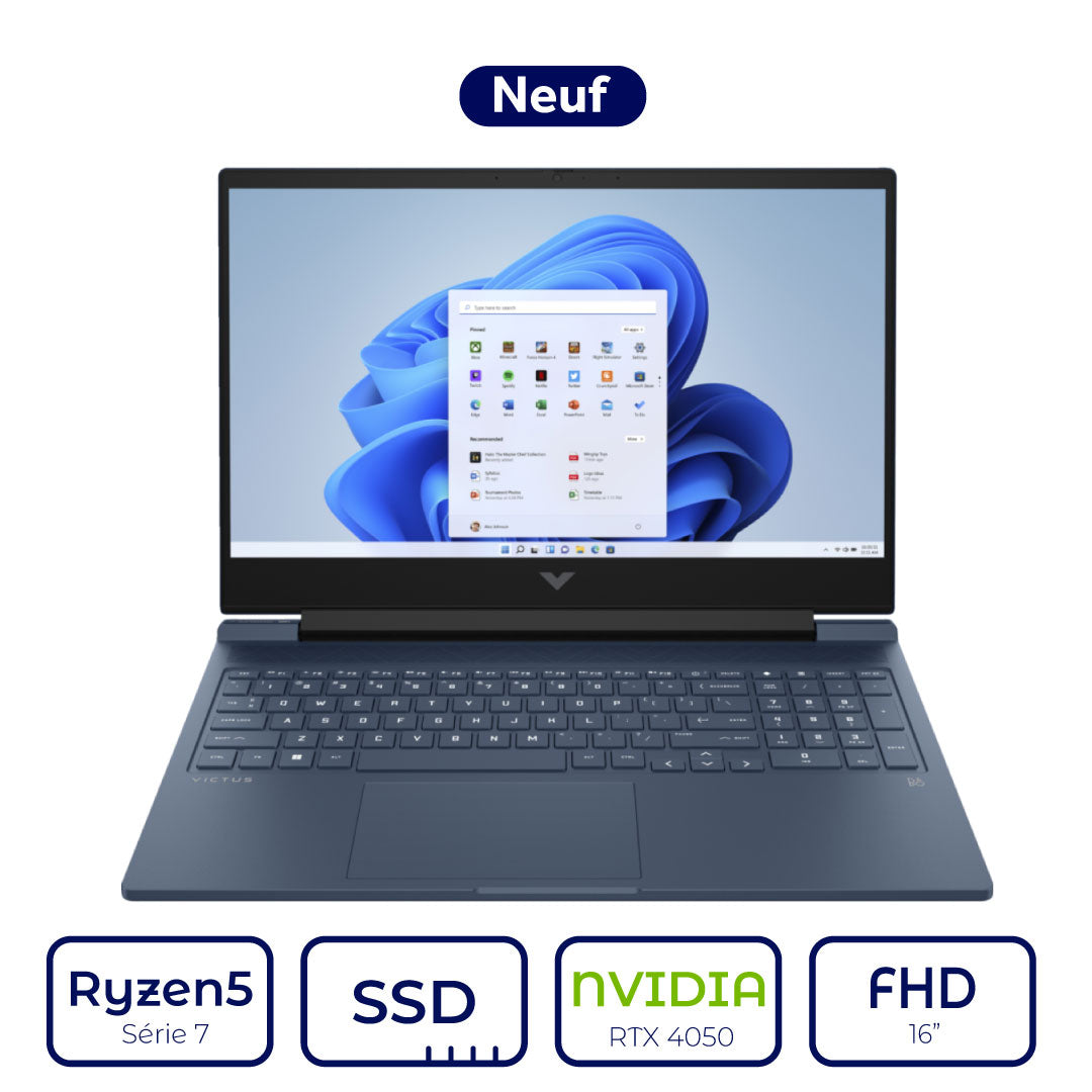 HP Victus 16 s0001nk Ryzen 5 Série 7 NVIDIA GeForce RTX 4050 6 Go